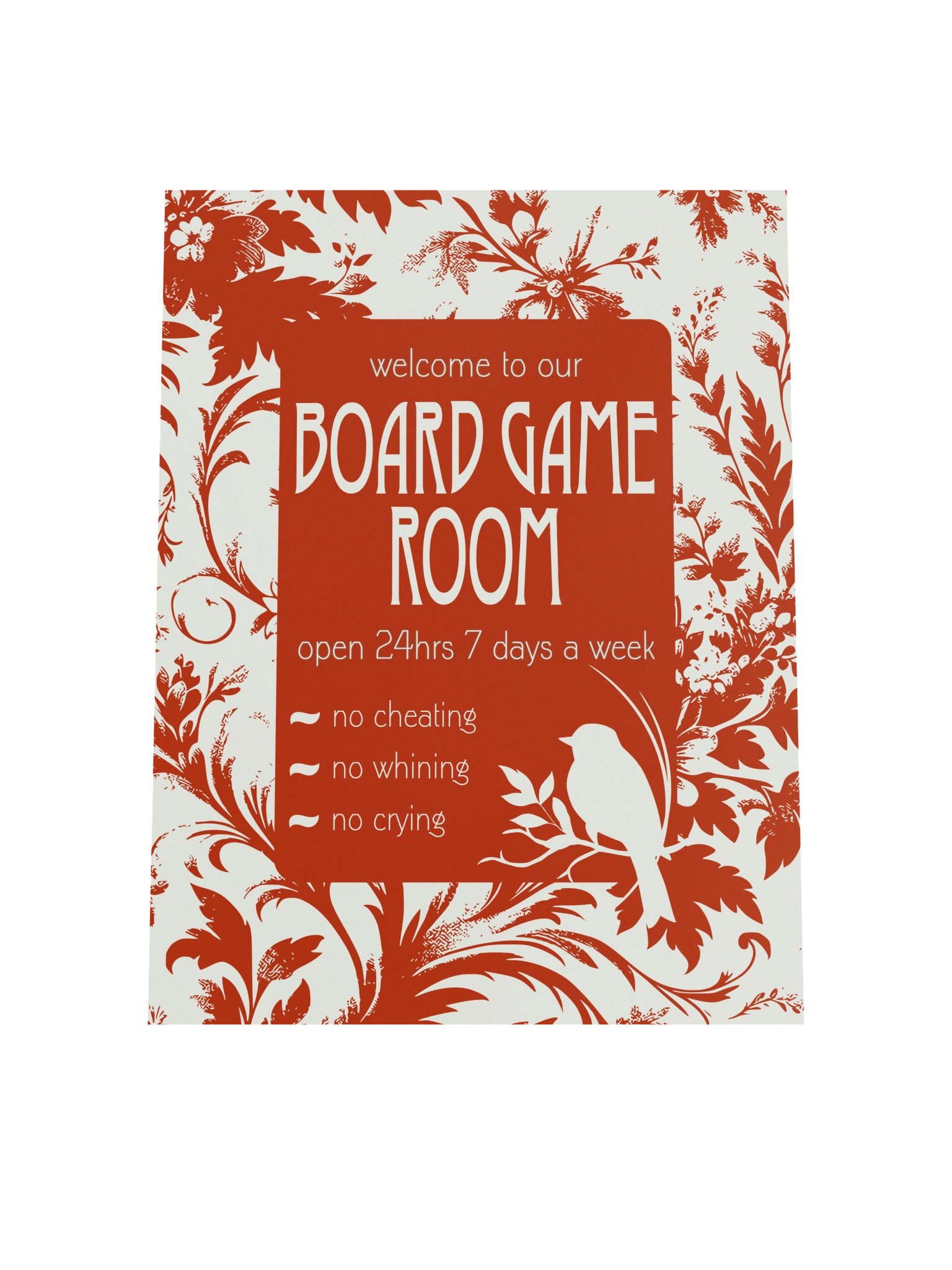 Floral Chinoiserie Board Game Room Welcome Sign - UNFRAMED product image (7)