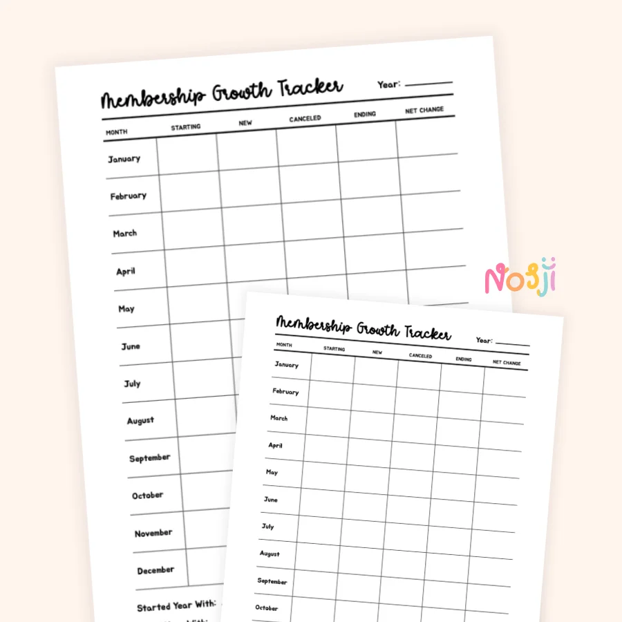 Membership Growth Tracker Printable Monthly Membership Tracker product image (1)