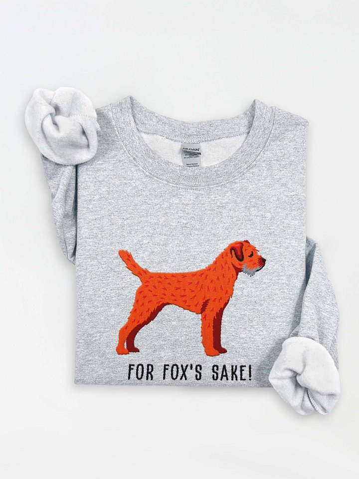 For Fox's Sake! Sweatshirt (Embroidered) of a Border Terrier(Red) product image (1)