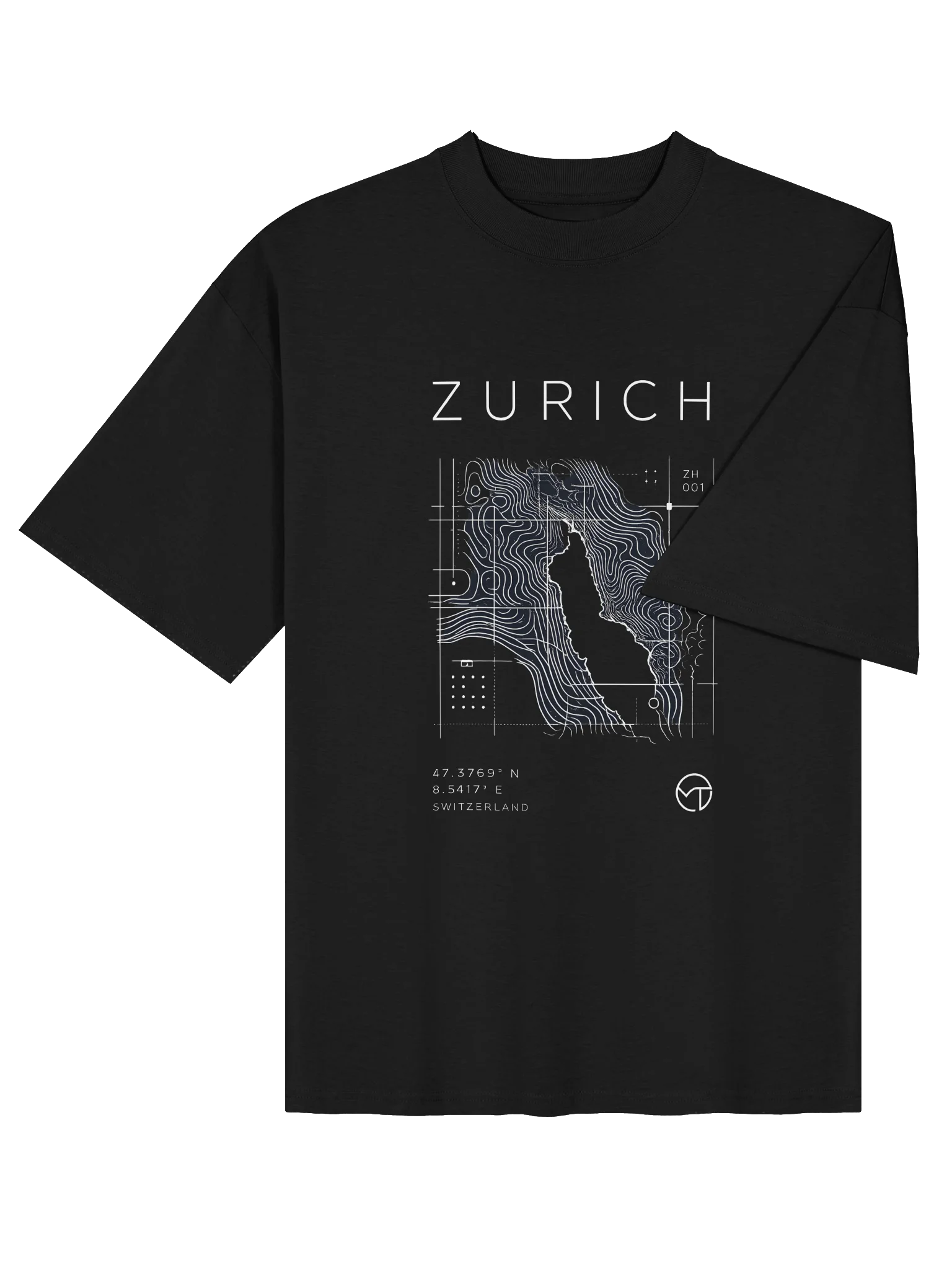ZURICH Topography Tee – Premium Swiss Contour Graphic T-Shirt product image (7)