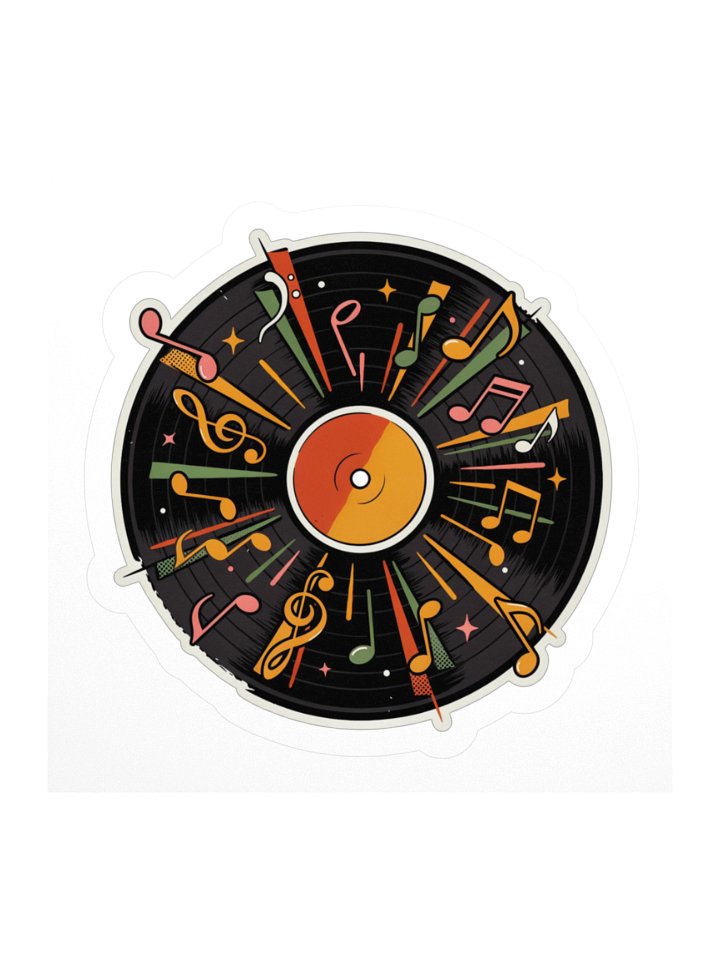 Retro Vinyl Music Notes Kiss Cut Sticker product image (1)
