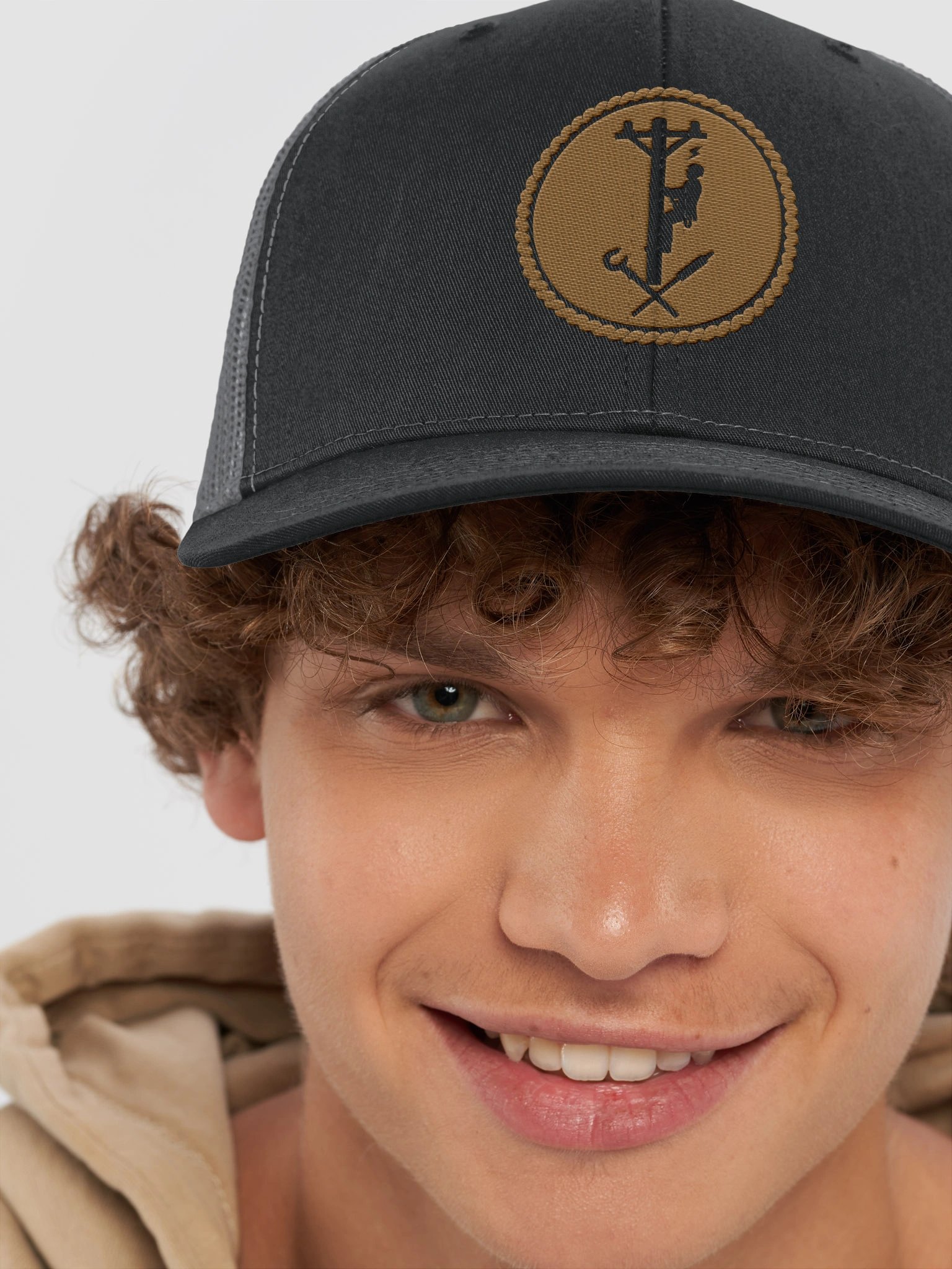 Lineman Leather Patch Hat — Structured Trucker Cap product image (24)