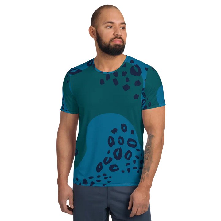Stylish Blue Animal Print Athletic Tee product image (1)