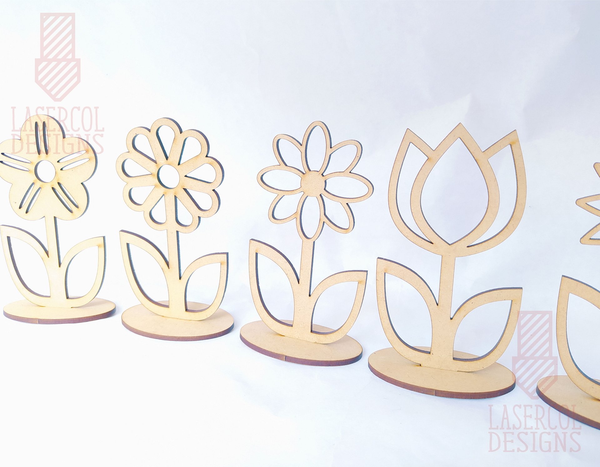 Flowers - Set 3 - (Two Sizes, Five Styles)- Laser Cut Files product image (3)
