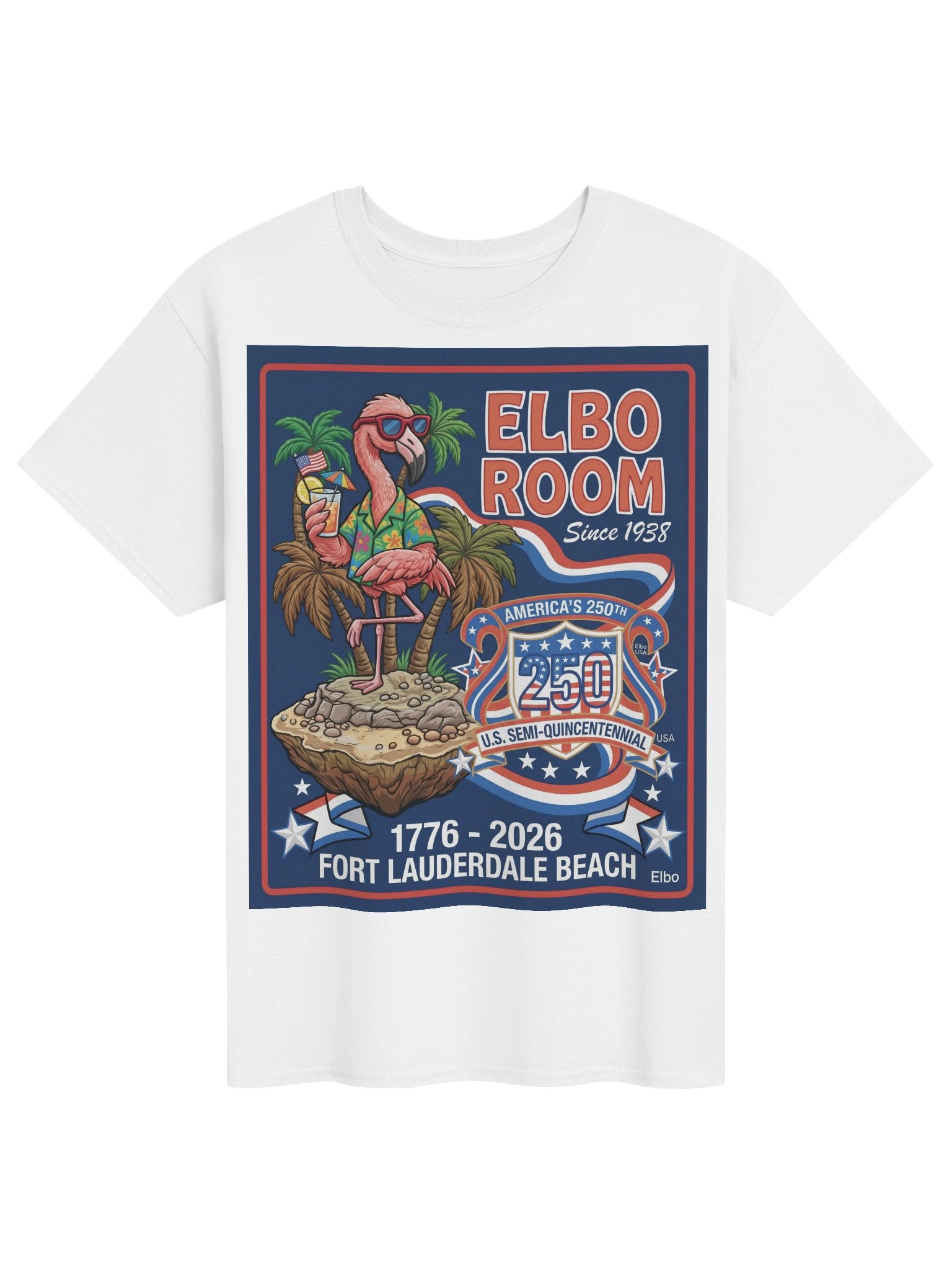 Elbo Room America 250 Merchandise Retro Island Flamingo Tee product image (1)