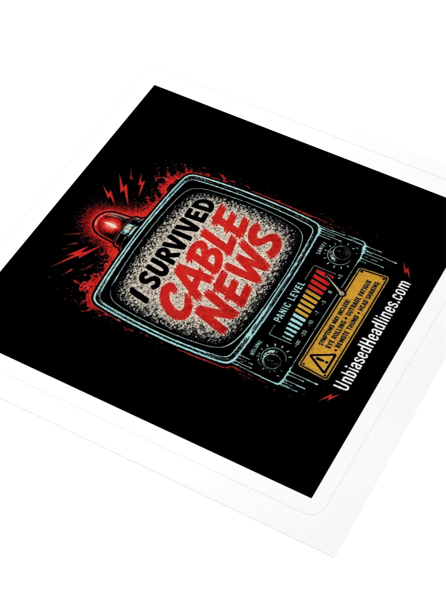 I Survived Cable News (TV Panic-Meter) Sticker product image (3)