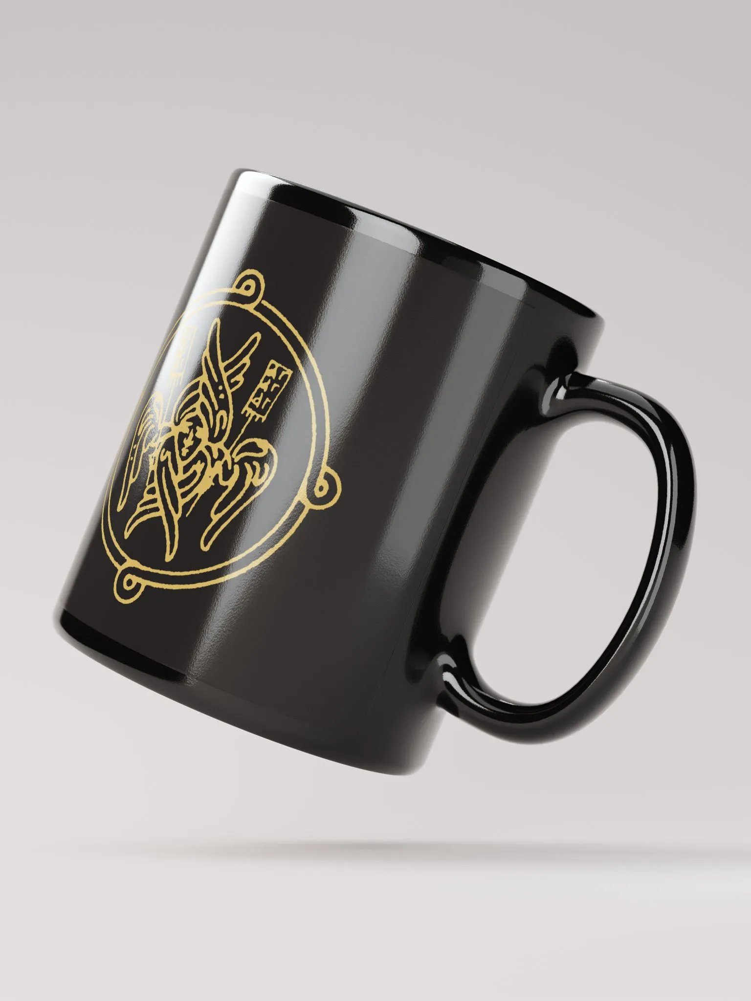 Byzantine Cherubim Orthodox Christian Mug – Black Religious Coffee Cup, Faith Gift product image (2)
