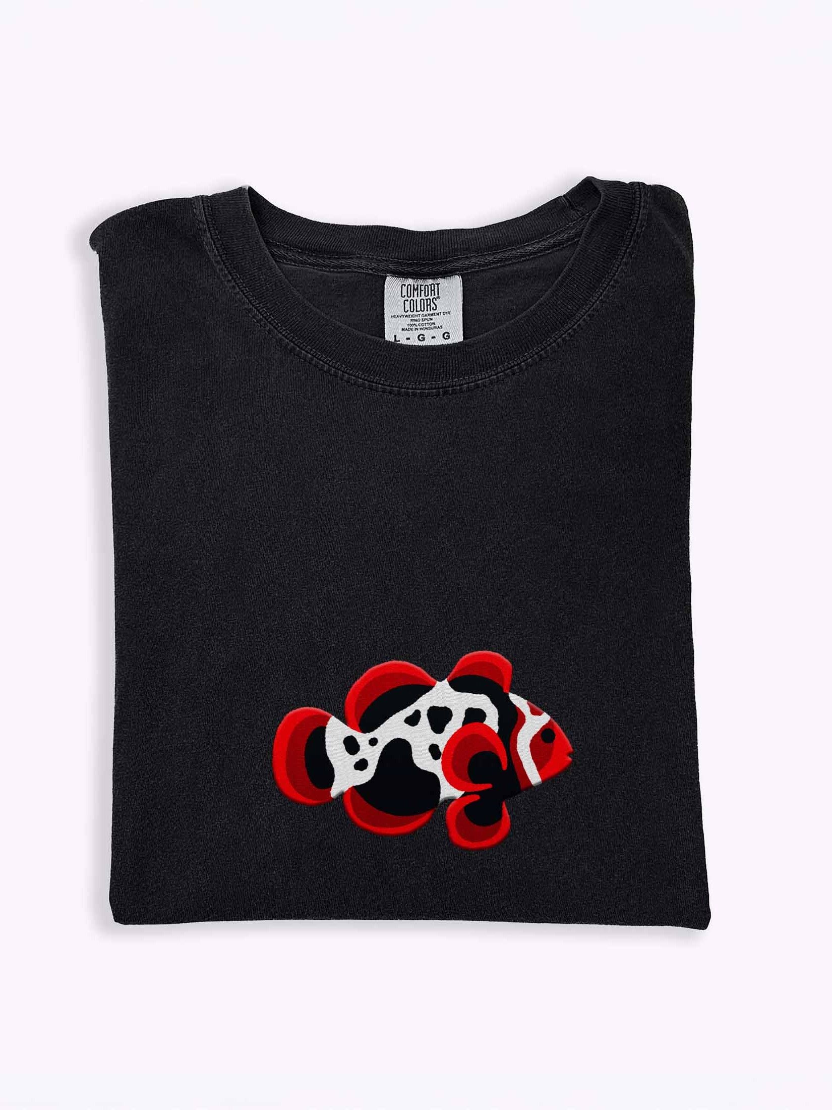 Lightning Maroon Clownfish Embroidered Shirt | Reef Aquarium Fish Embroidery Tee | Designer Clownfish Saltwater Marine Apparel product image (1)