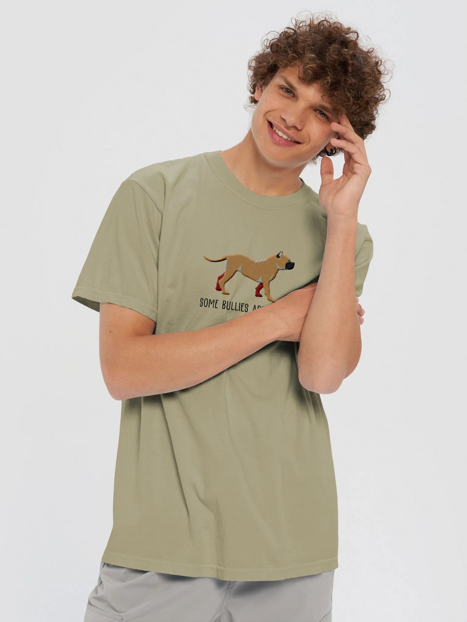 Some Bullies Are Cool T-Shirt(Embroidered) of an American Bully(Tan) product image (2)