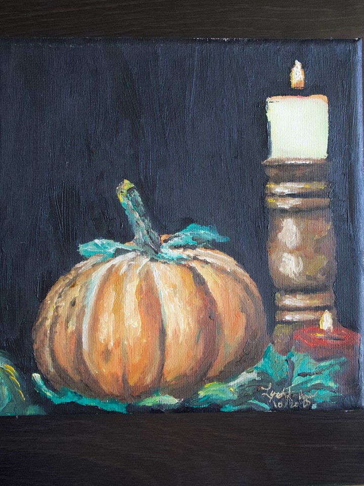 PUMPKIN AND CANDLE STILL LIFE (2018) product image (1)