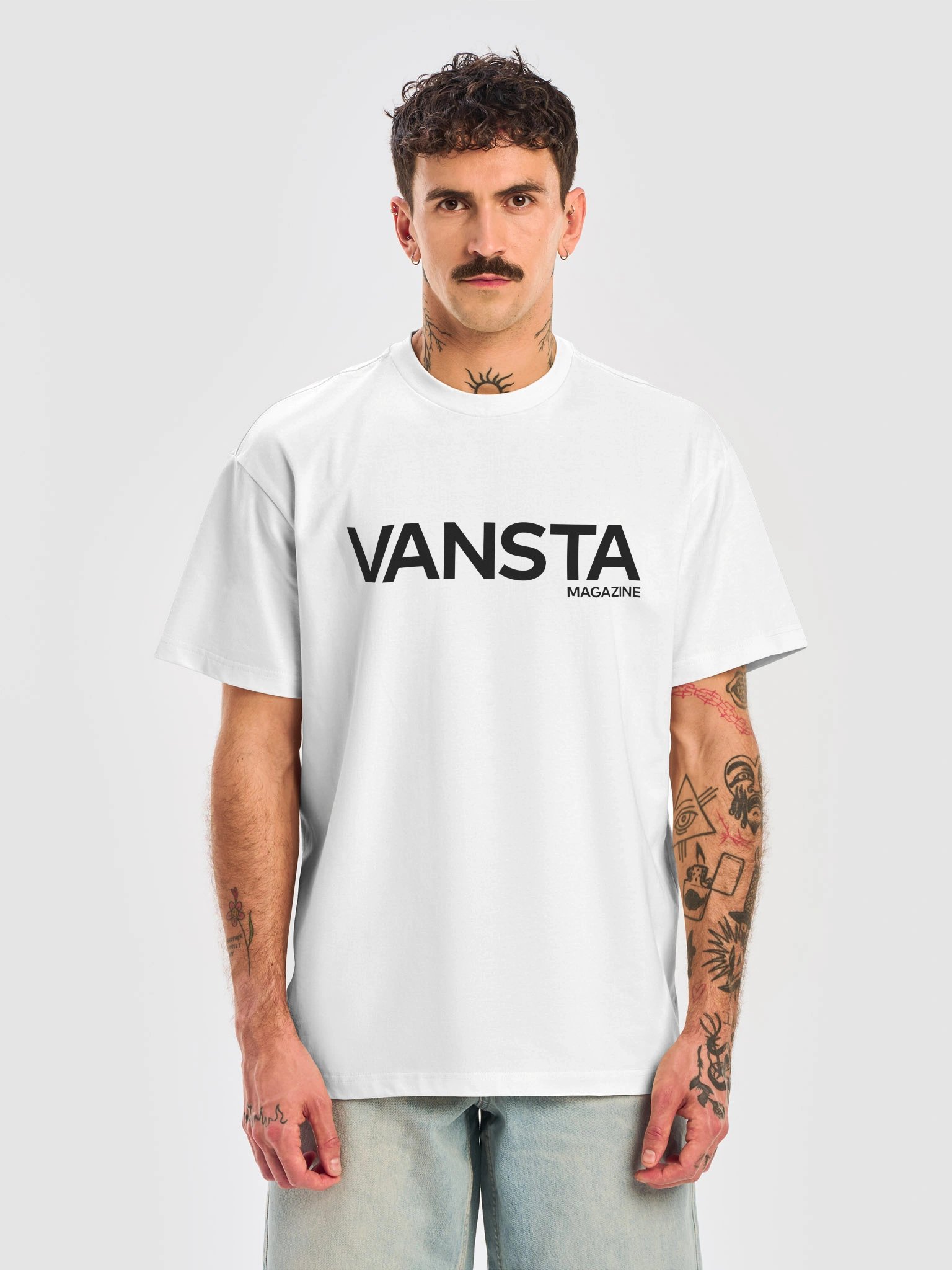 VANSTA Heavyweight Box Tee · White w/ Black logo product image (5)