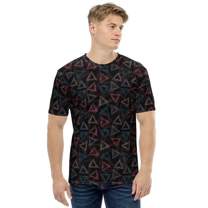 Vibrant Crew Neck T-Shirt with Colorful Rainbow Triangles product image (2)