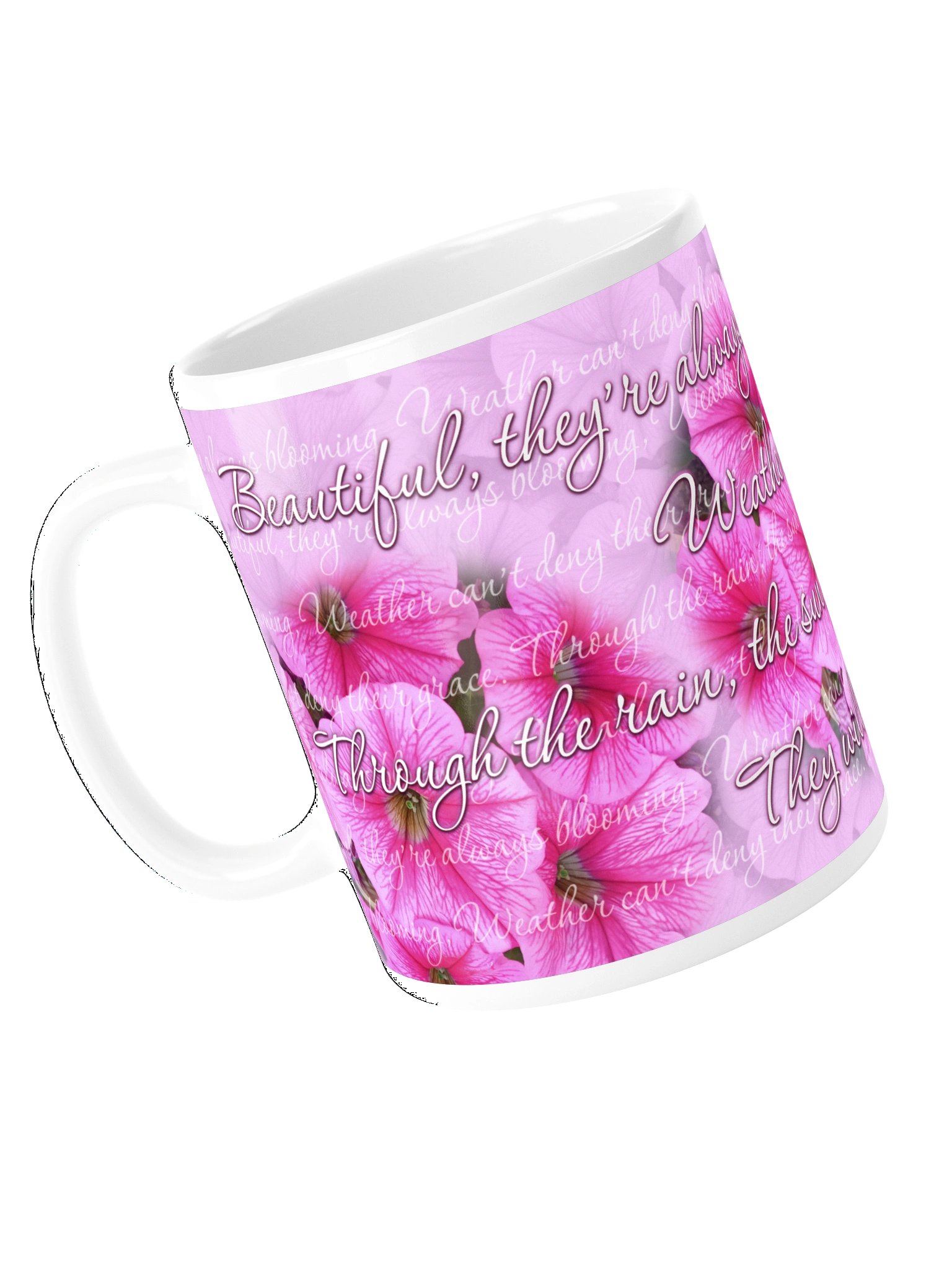 Uplifting Pink Petunia Mug with a Little Poem product image (5)