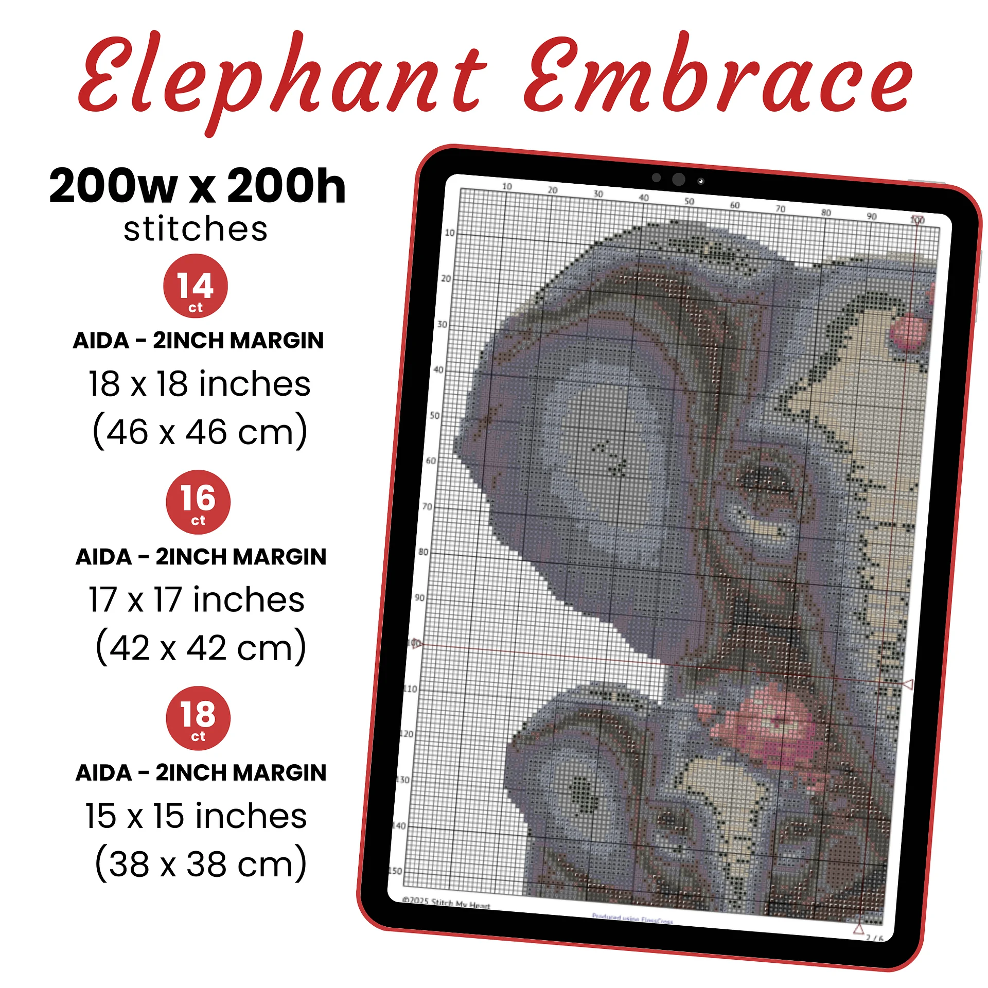 Elephant Embrace Cross Stitch Pattern product image (2)