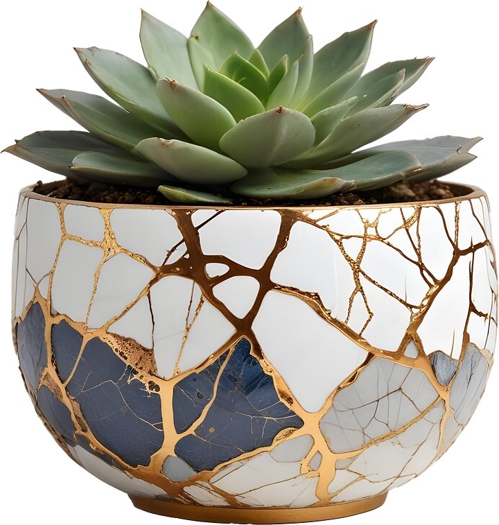 Kintsugi Serenity – Blue and White Bowl PNG product image (1)