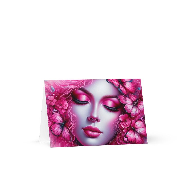 Pink Woman and Butterflies Greeting Card product image (1)