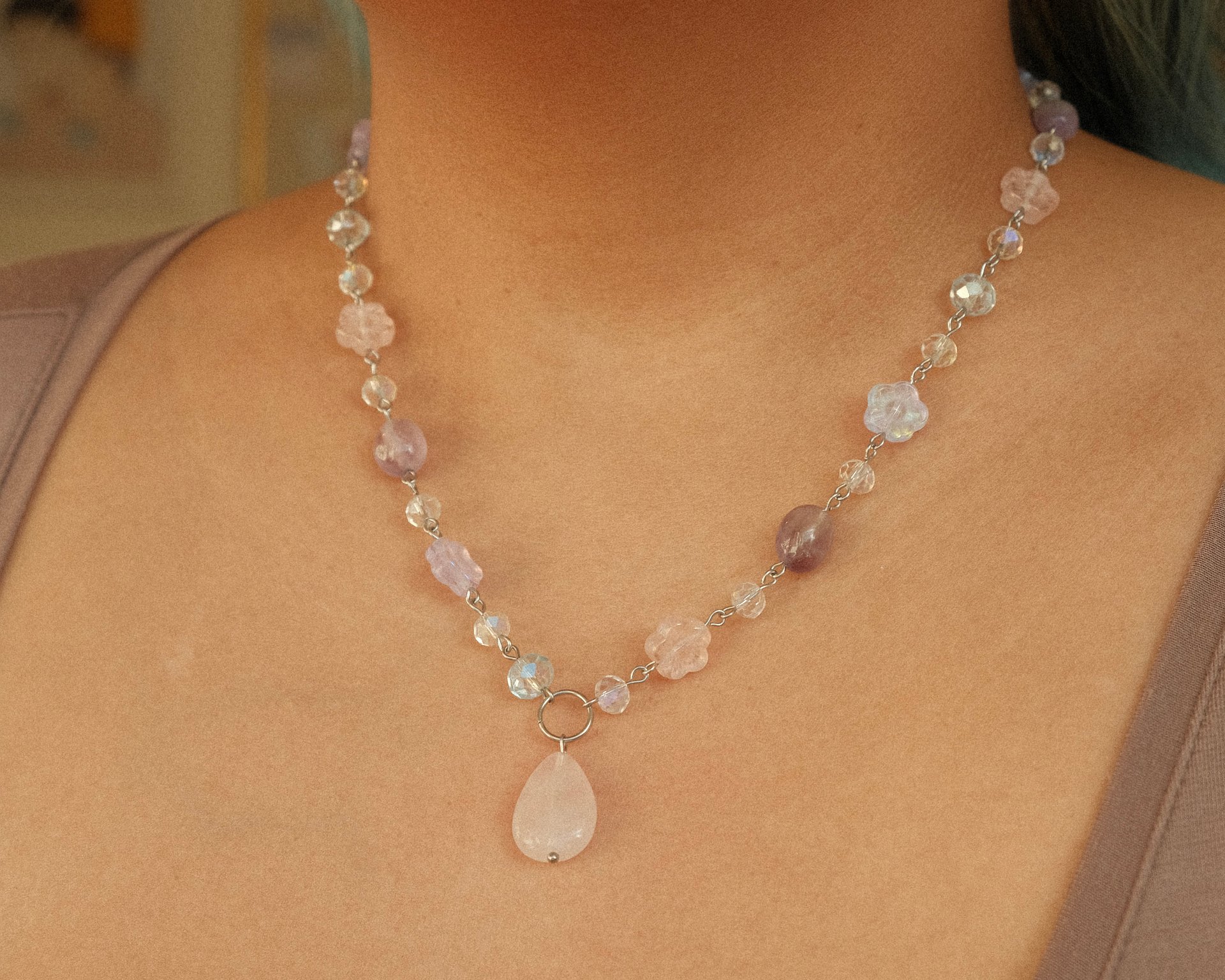 Pastel Dreams - Rose Quartz & Amethyst Necklace product image (10)