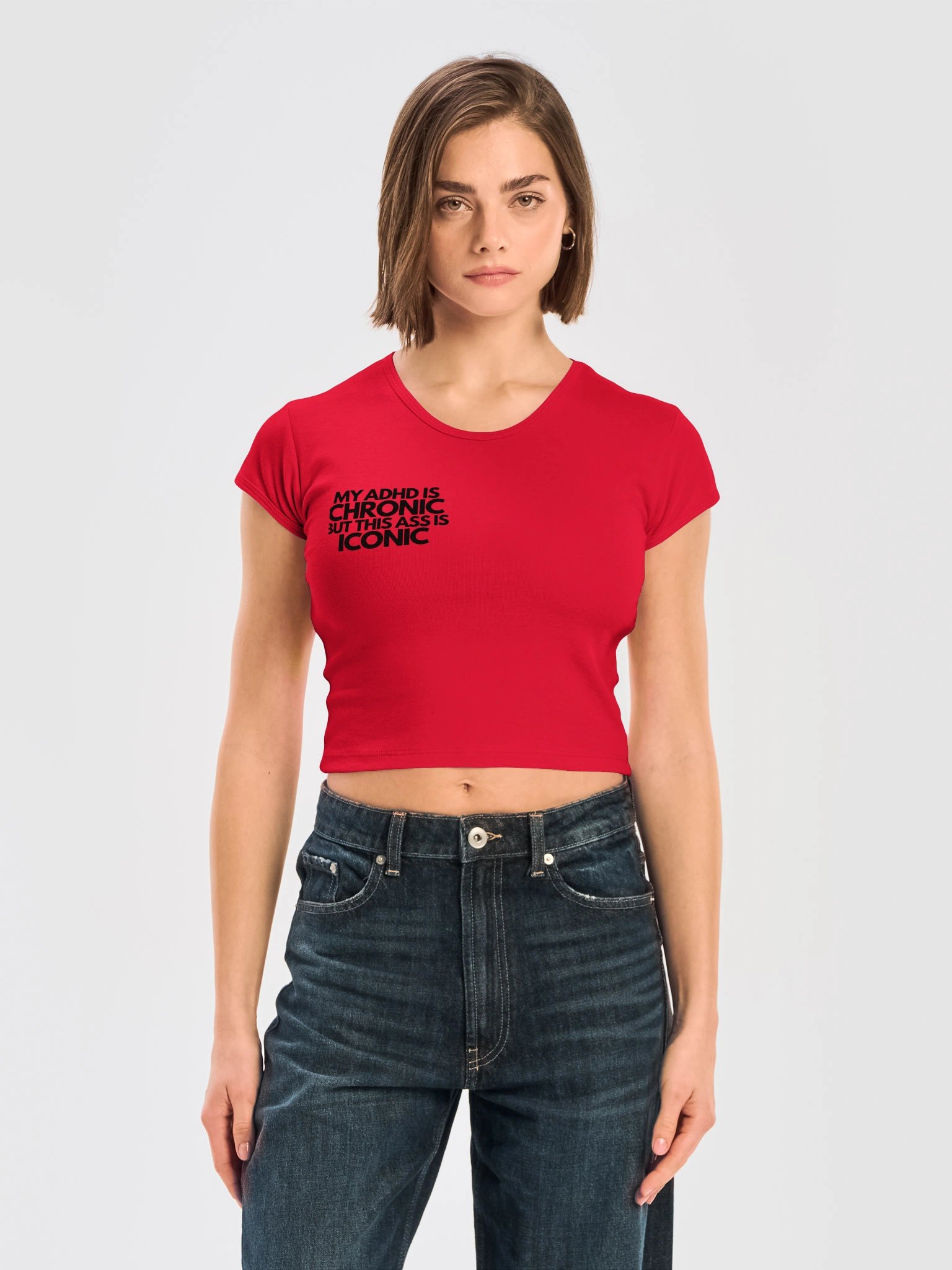 ''My ADHD is chronic" Crop tee Red product image (3)