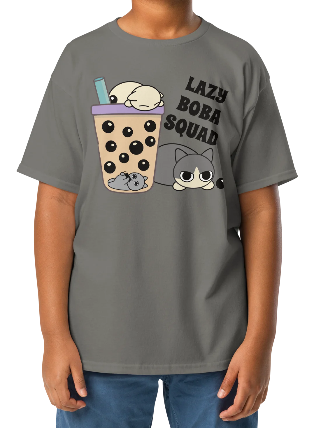 Boba Cat - Unisex Youth Heavyweight T-shirt product image (6)