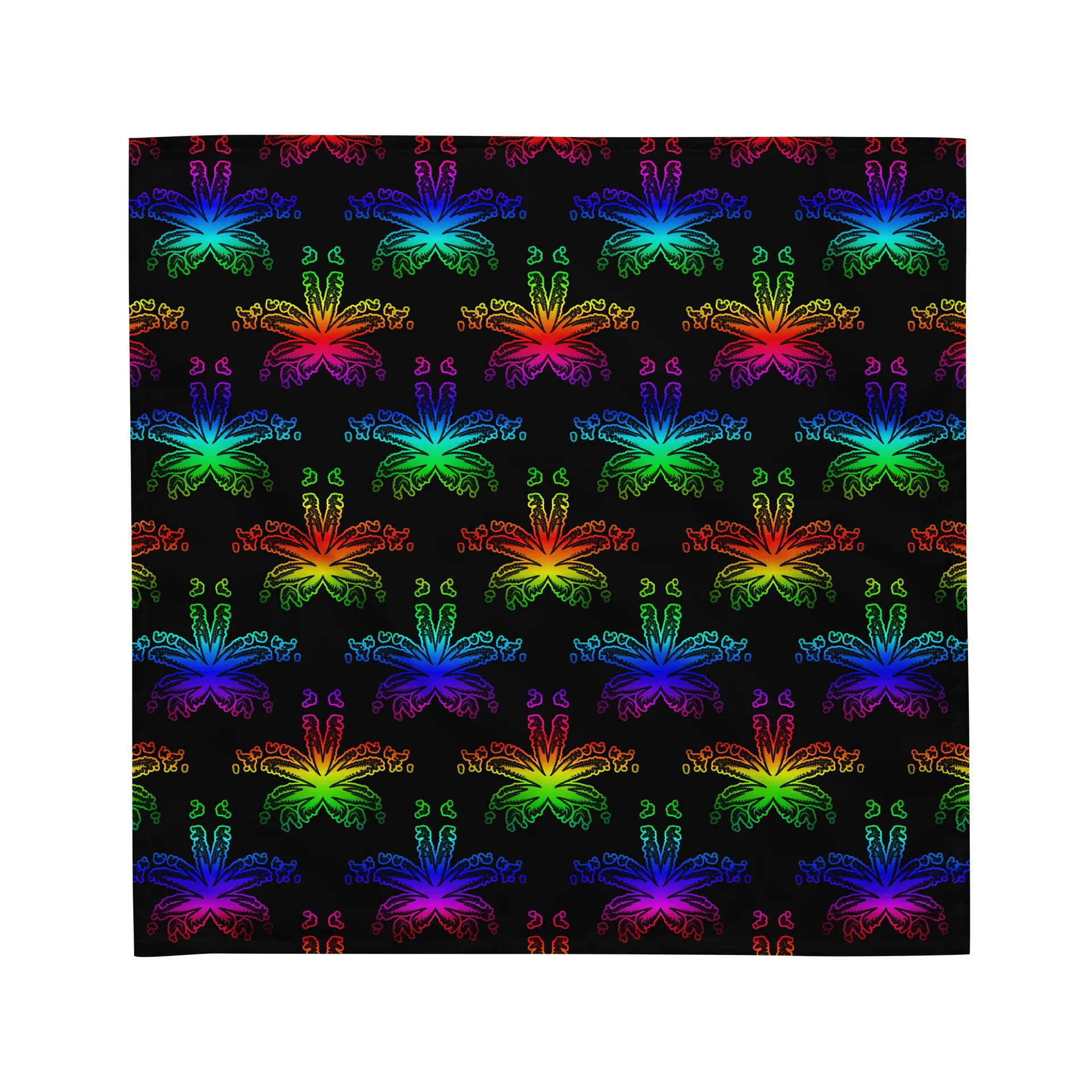Rainbow Happy Pride Pot Leaf Pattern Bandana, LGBTQIA+ Cannabis Queer Stoner Art, Weird Weed Twisted 420 Fashion Accessory product image (2)