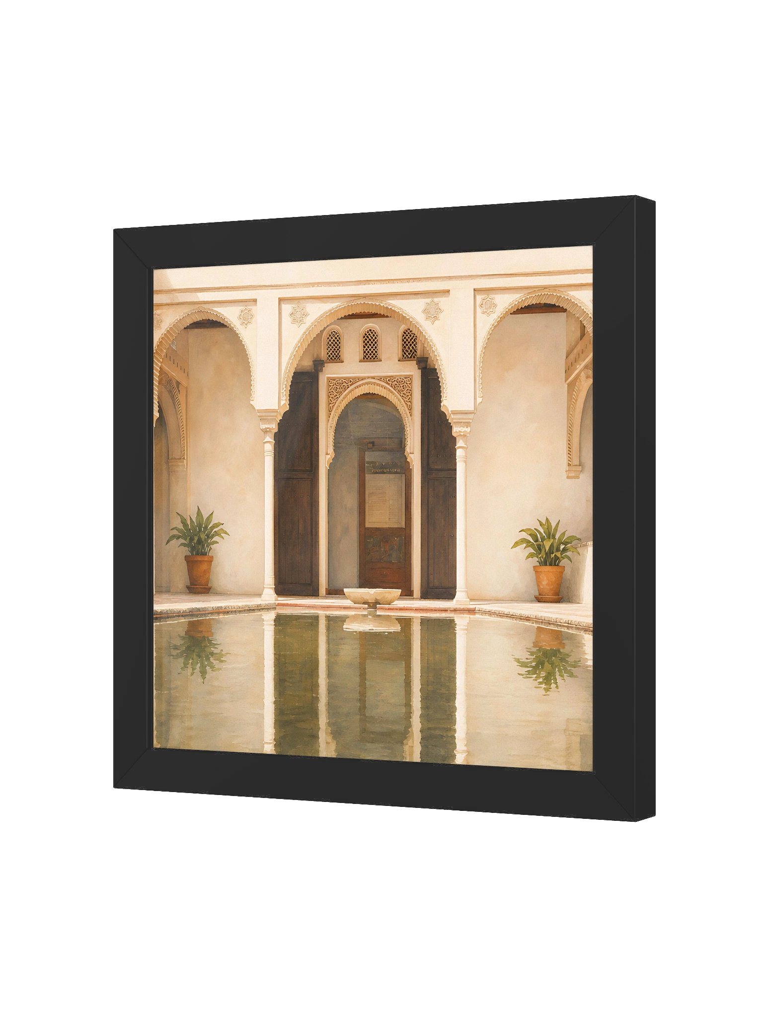 Andalusian Courtyard Wall Art - Neutral Beige Islamic Interior Decor wall art - framed product image (3)
