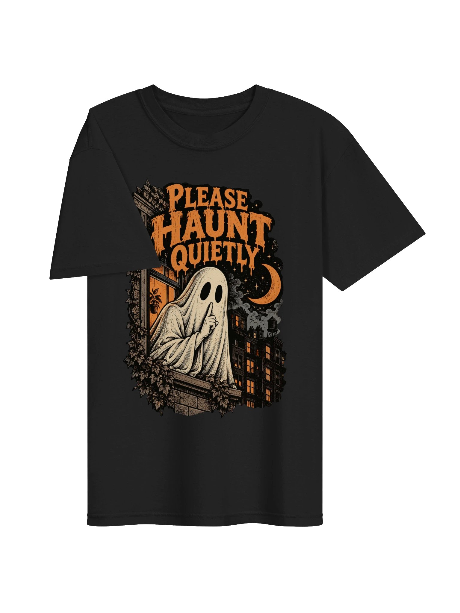 Please Haunt Quietly — Funny Halloween Ghost T-Shirt product image (3)