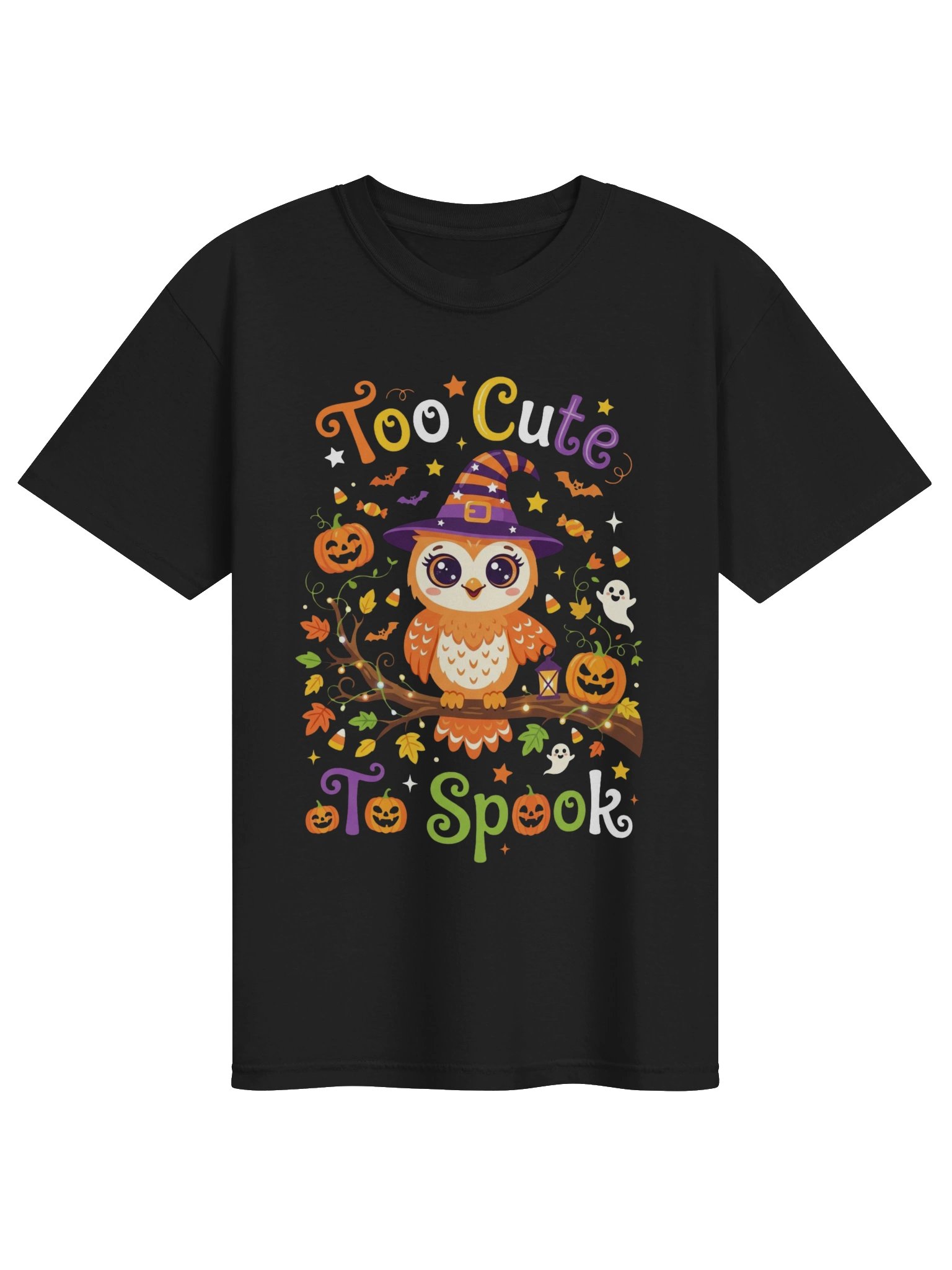 Too Cute To Spook Owl Halloween Shirt - Cute Witch Owl T-Shirt for Kids & Adults product image (5)