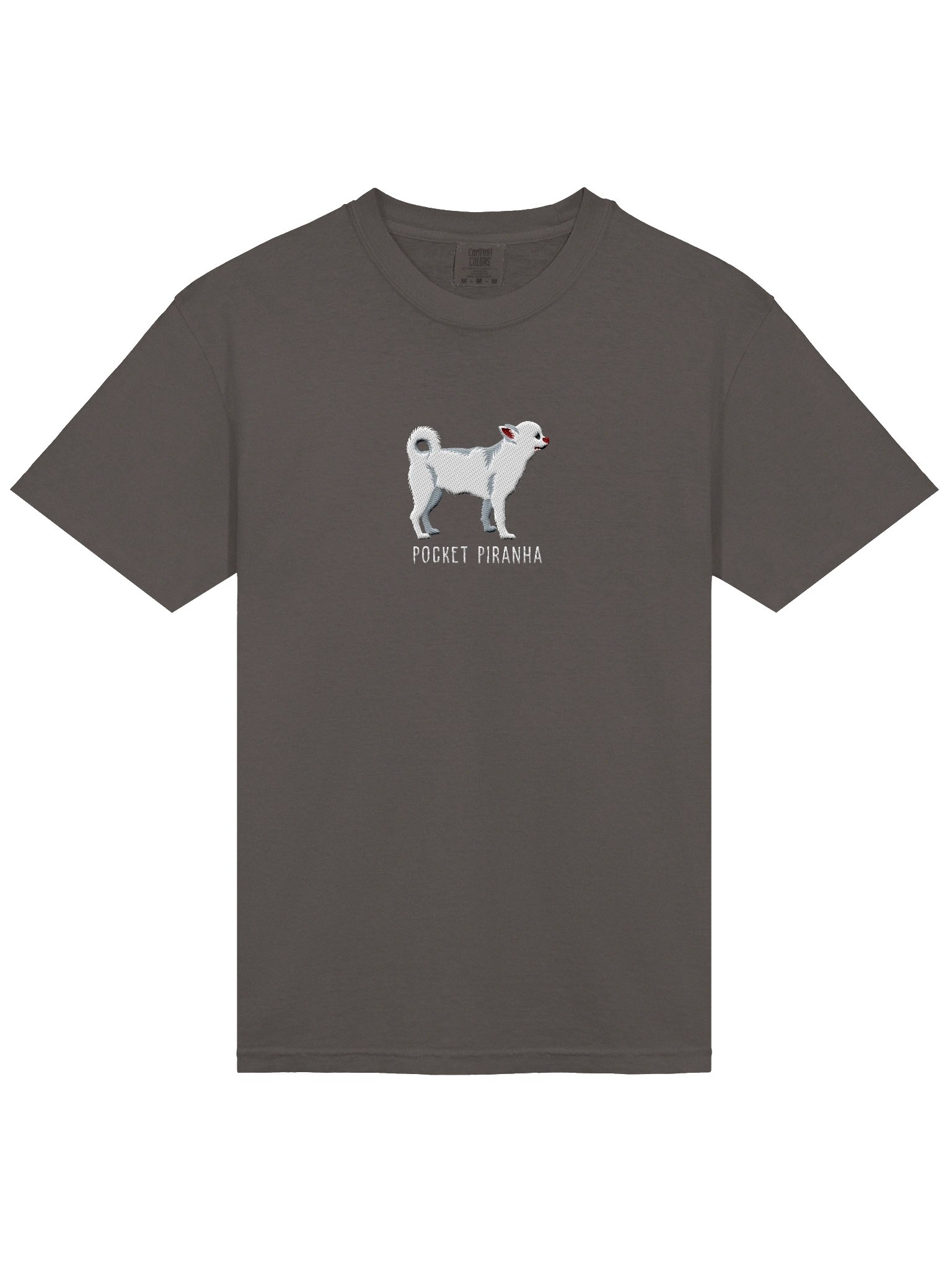 Pocket Piranha T-Shirt(Embroidered) of a Chihuahua(White) product image (6)