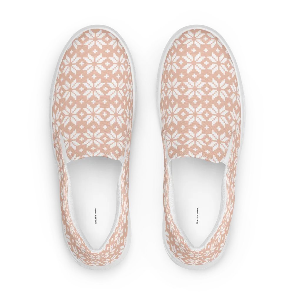 Pink Blossom Criss Cross Stitch Slip-Ons product image (5)