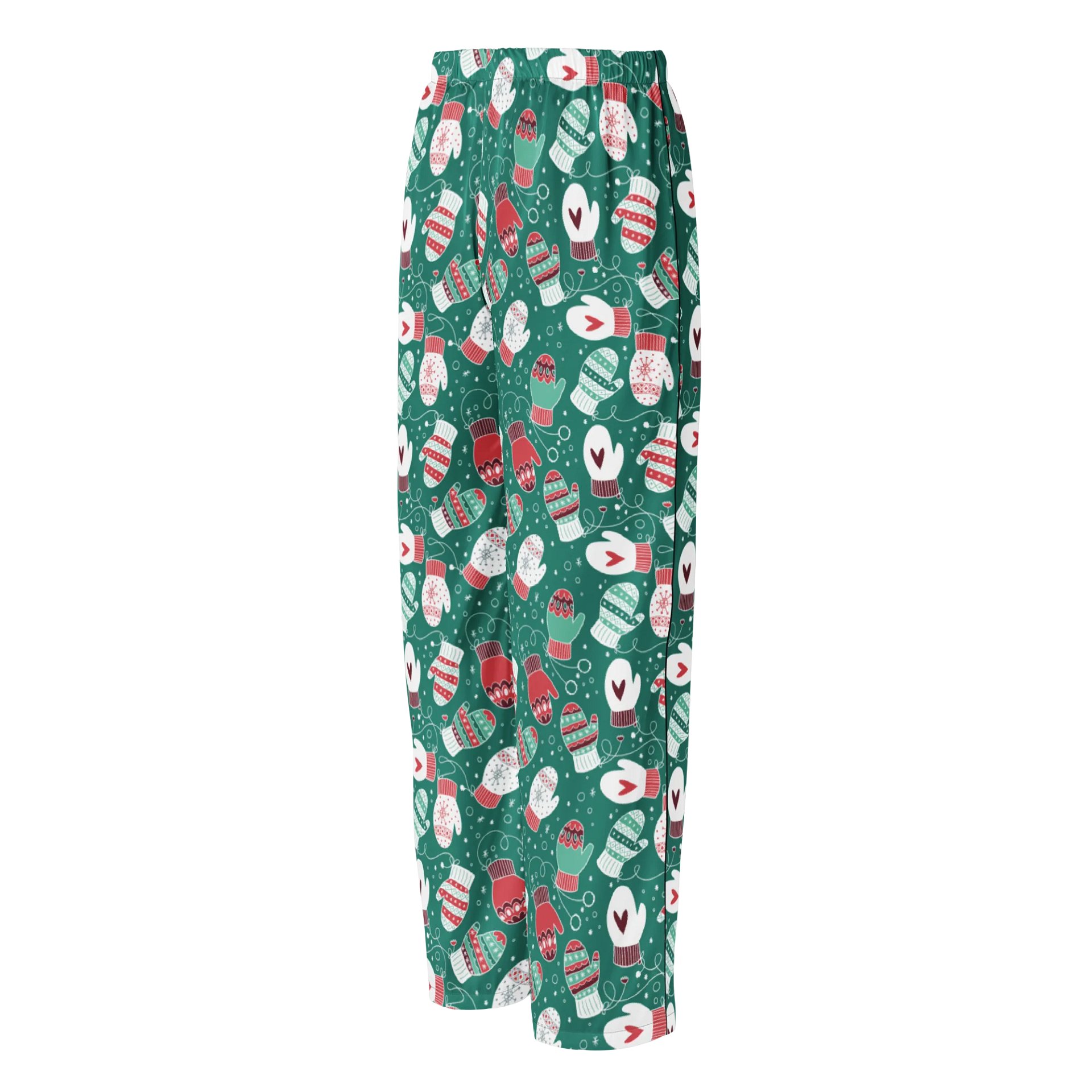 Festive Winter Mittens Pattern (Red & Green) Pyjama Pants product image (3)