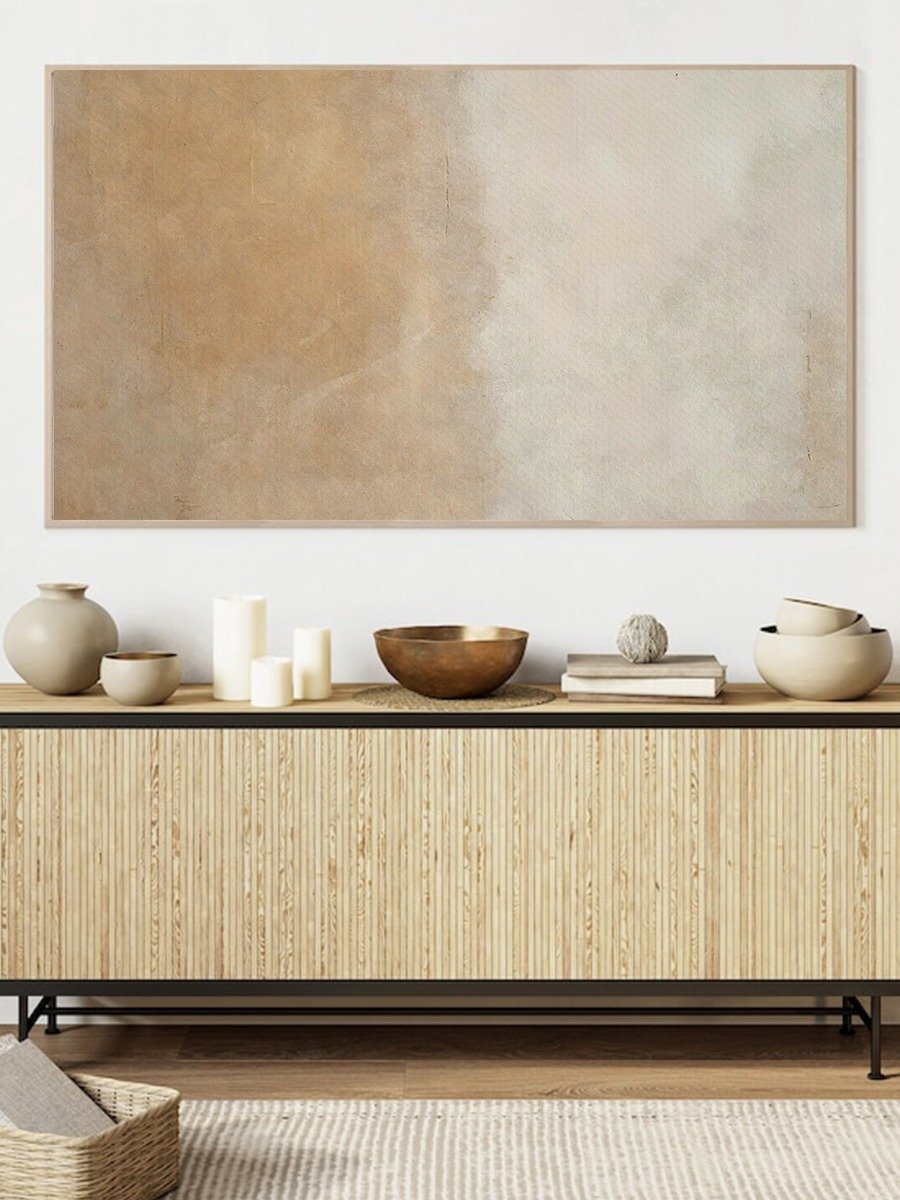 Samsung Frame TV Art Beige Tan Abstract Oil Painting Screensaver Digital TV Background product image (1)