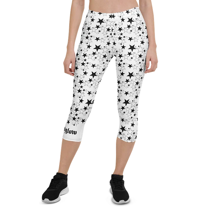 Star Square Circle Star - White - capri leggings product image (1)