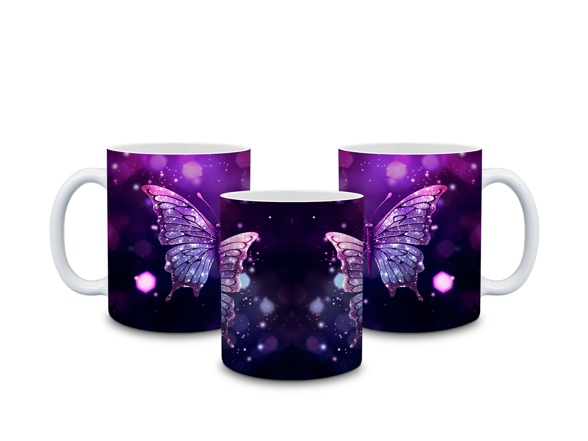 Glittery Butterfly 11oz Coffee Mug – Elegant Purple Butterfly Design Ceramic Cup – Perfect for Coffee, Tea, and Butterfly Lovers product image (4)