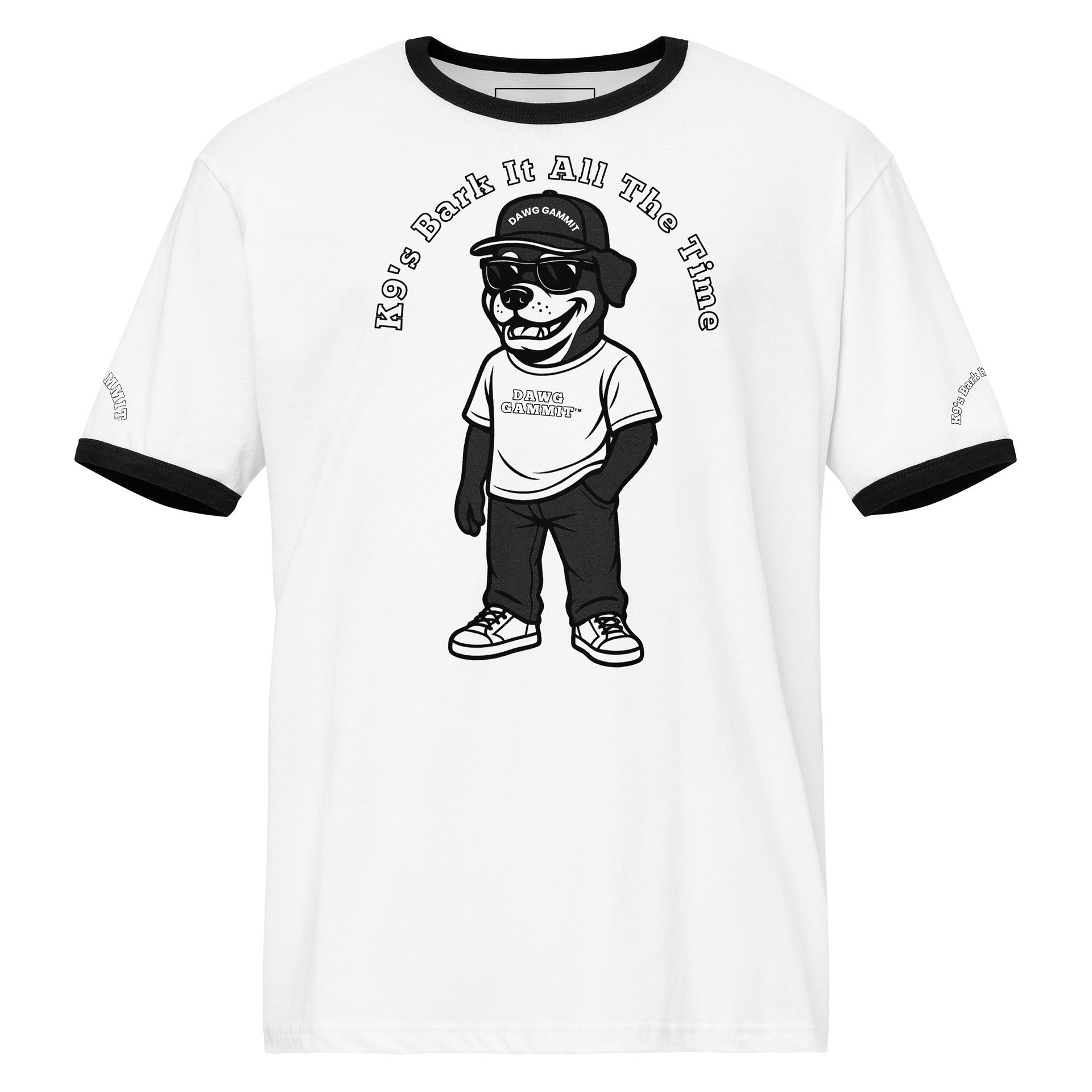 DAWG GAMMIT™ Rottweiler Black White Ringer Tee product image (5)