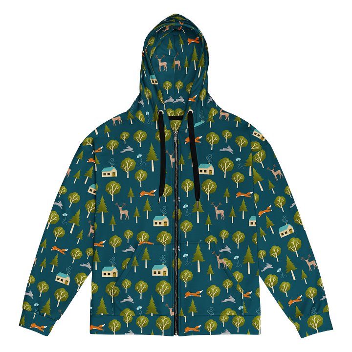 Cozy Cabin and Forest Animals Recycled Unisex Zip Hoodie product image (1)