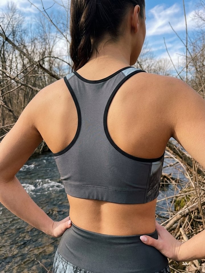 Gray Wood Sports Bra product image (2)