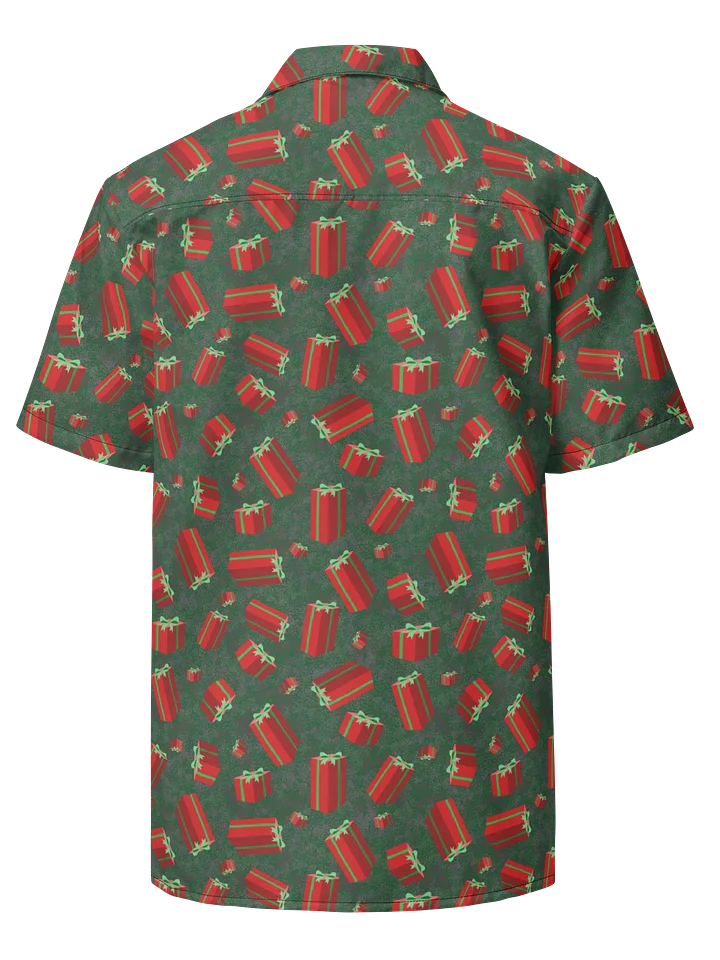 Floating Red Presents on Teal Green Oversized Button-Down Shirt product image (2)