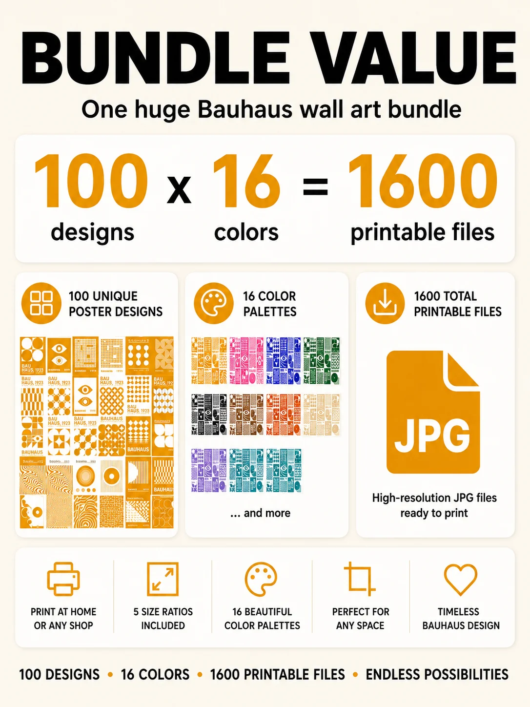 Bauhaus Wall Art Bundle, 100 Prints x 16 Colors, 1600 Printable Posters, product image (4)