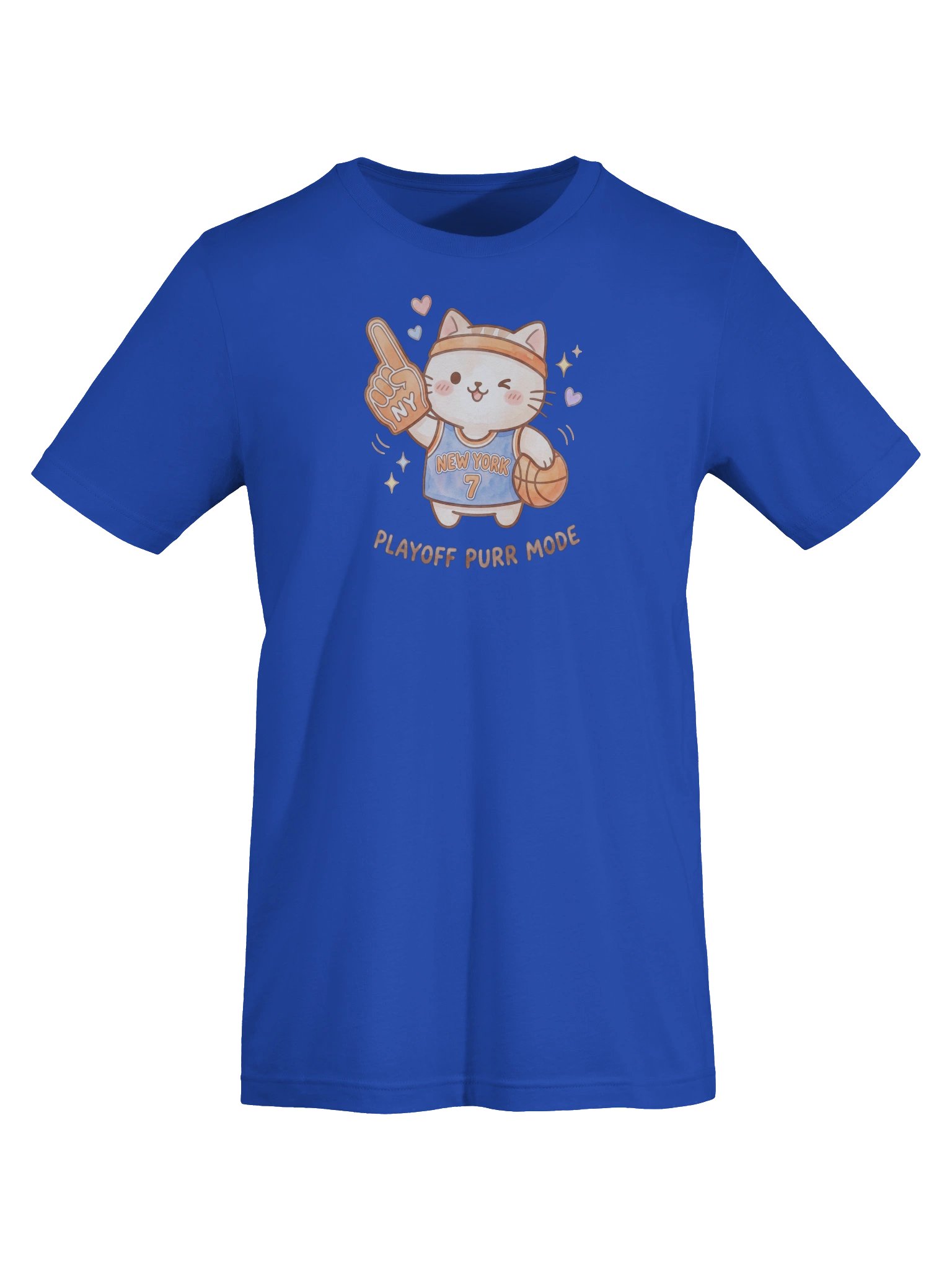 New York Basketball Cat Shirt, Funny Playoff Fan Tee, Orange and Blue Cat Design product image (15)