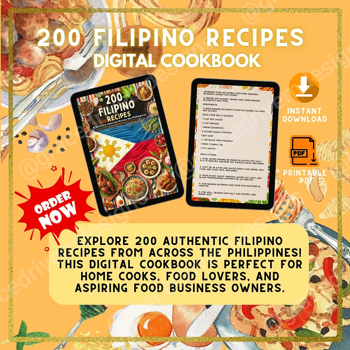 200 Filipino Recipes eBook | Regional Filipino Cuisine | Digital Cookbook | Printable PDF Download + Freebies product image (2)