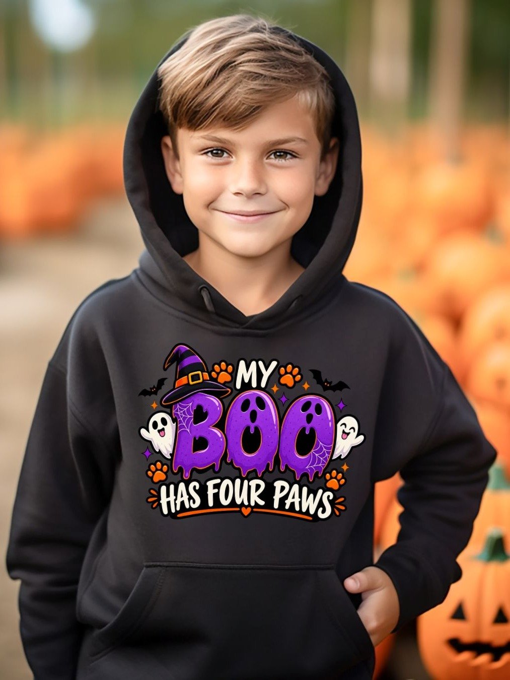 My Boo Has Paws Kids Halloween Hoodie – Cute Dog Lover Spooky Sweatshirt product image (1)