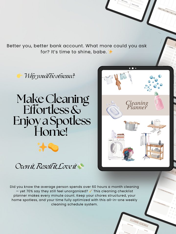 Cleaning Schedule & Family Chore Chart Digital Planner | MRR PLR Bundle product image (2)