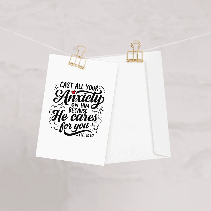 “Cast All Your Anxiety” Greeting Card — 1 Peter 5:7 product image (1)