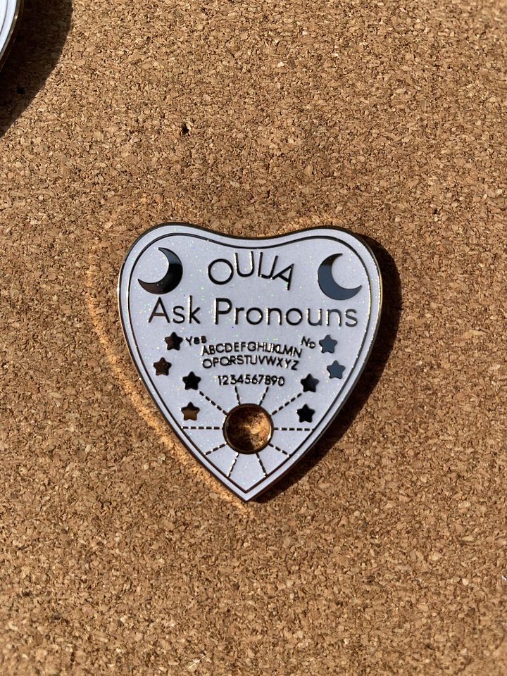 Ask Pronouns Ouija Pronoun Pin product image (1)
