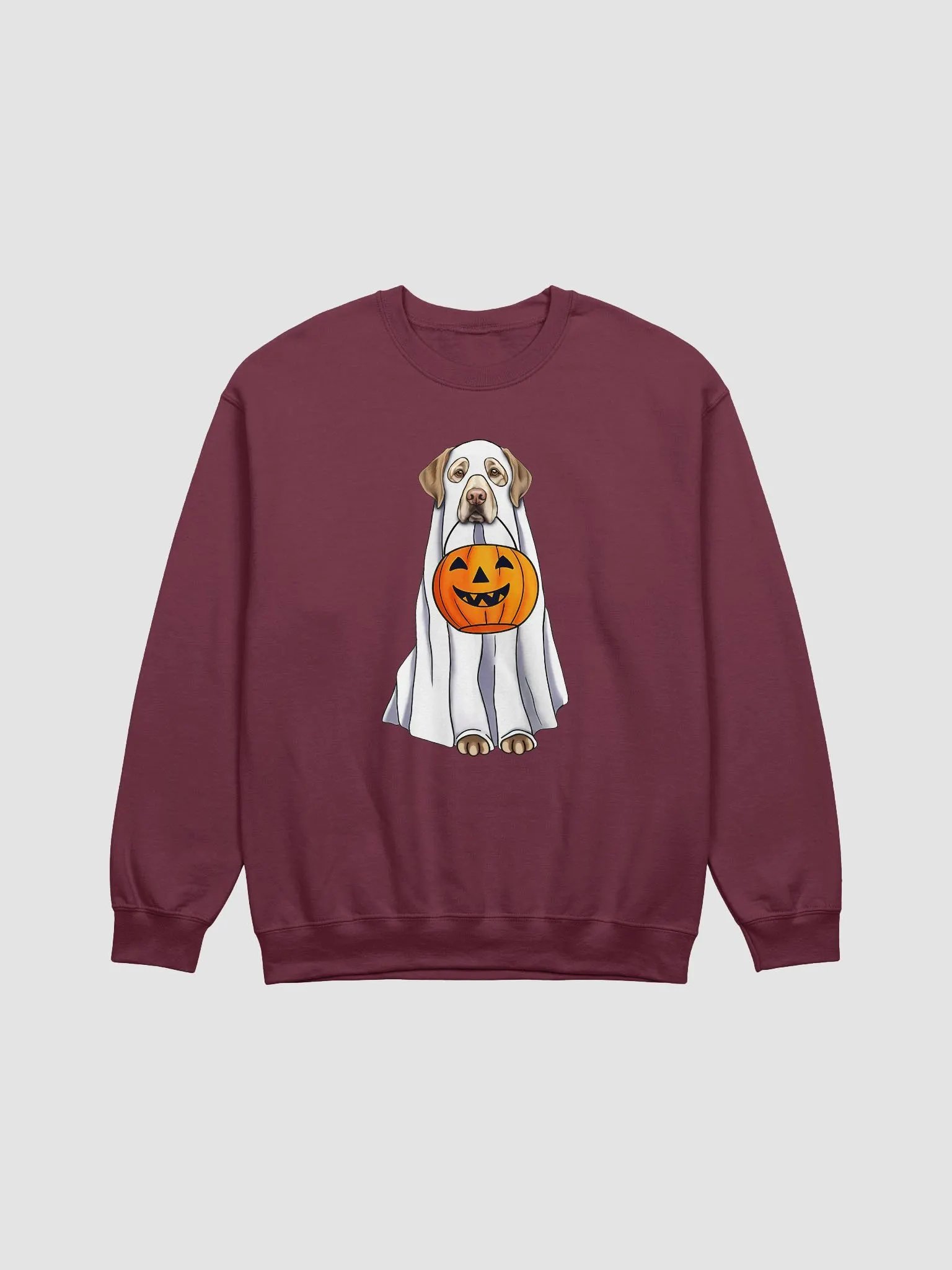 Labrador(Yellow) Halloween Sweatshirt | Funny Fall & Halloween Labrador Wearing a Ghost Costume with a Pumpkin Basket product image (1)