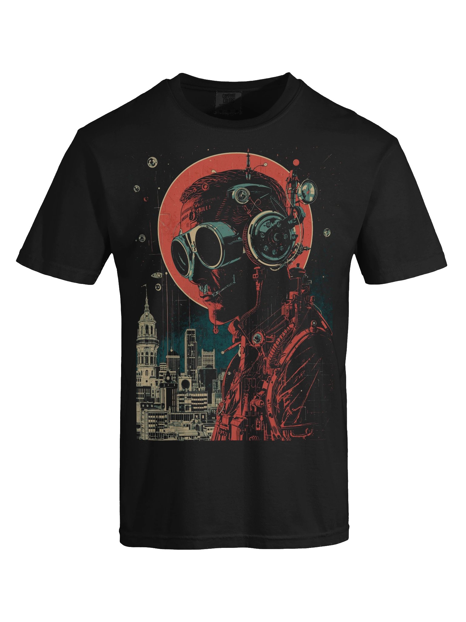 Retro-Futurist Cyborg City Heavyweight T-Shirt product image (2)