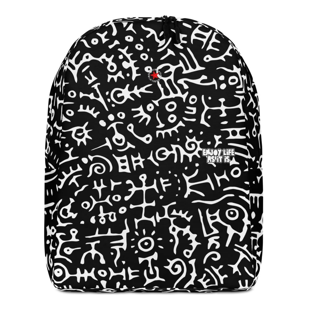 "Signs" Pattern in Black and White, All Over Backpack Design product image (1)