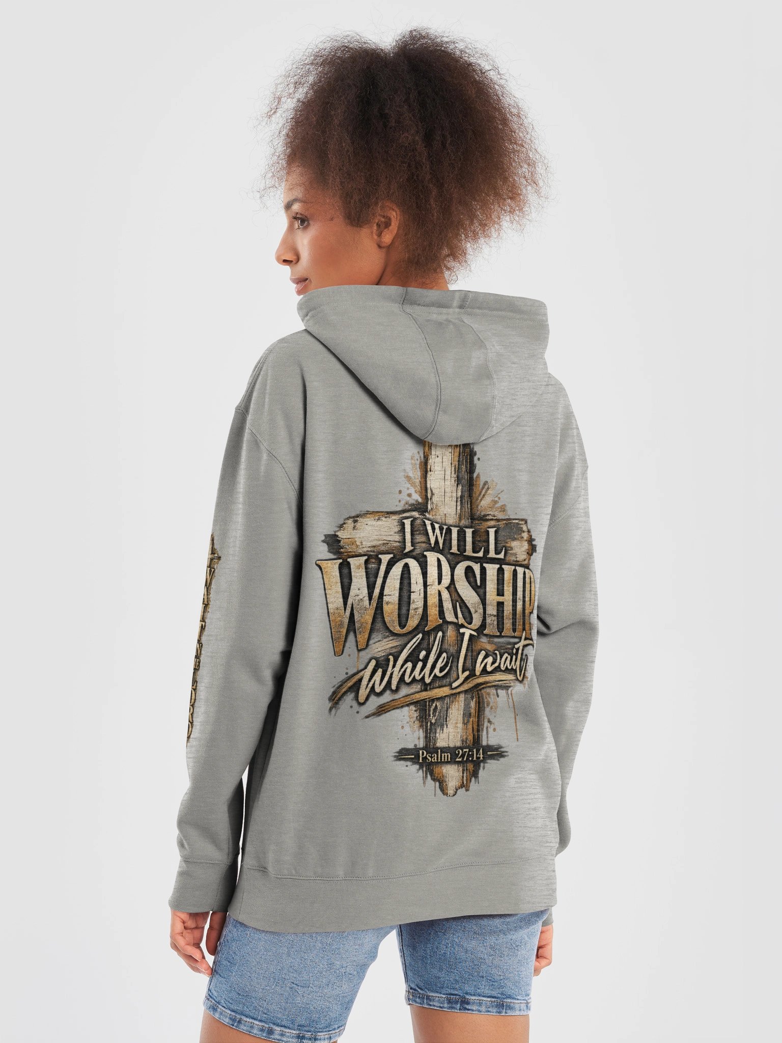 I Will Worship While I Wait Unisex Hoodie – Psalm 27:14 product image (1)