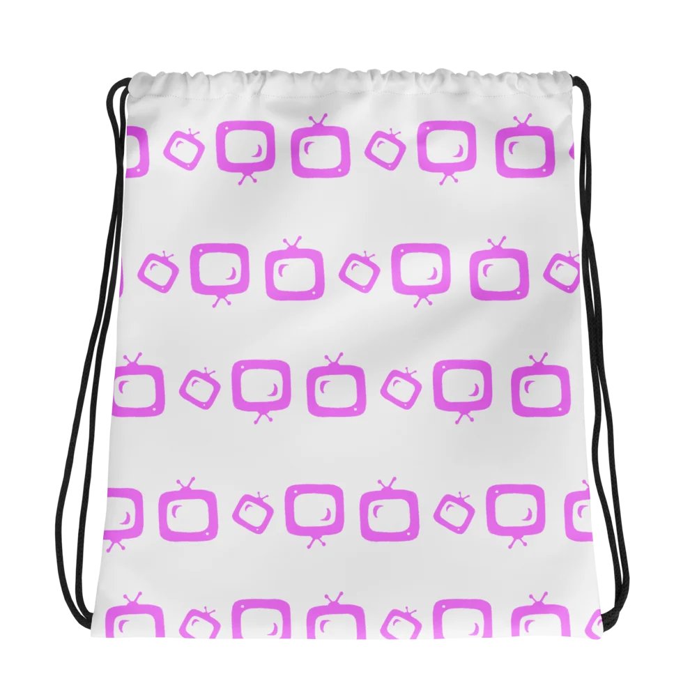 Movies and TV Drawstring Bag (White and Pink) product image (1)