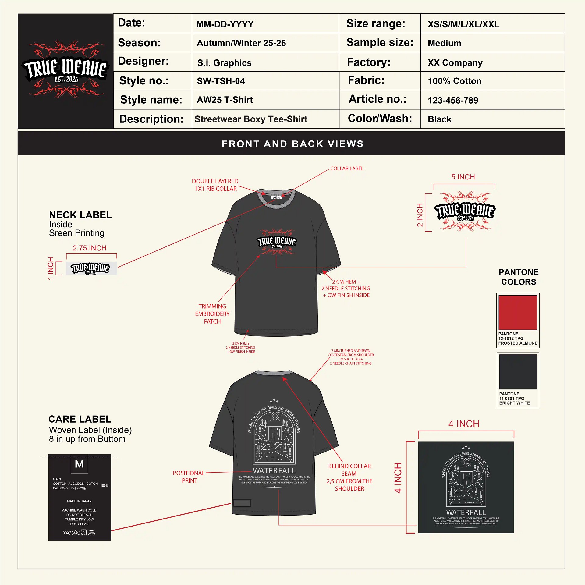 Boxy Oversized T-Shirt Tech Pack Template product image (2)